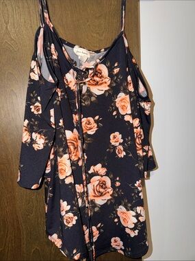 Free Kisses Black Cami with Peach Rose Floral Print